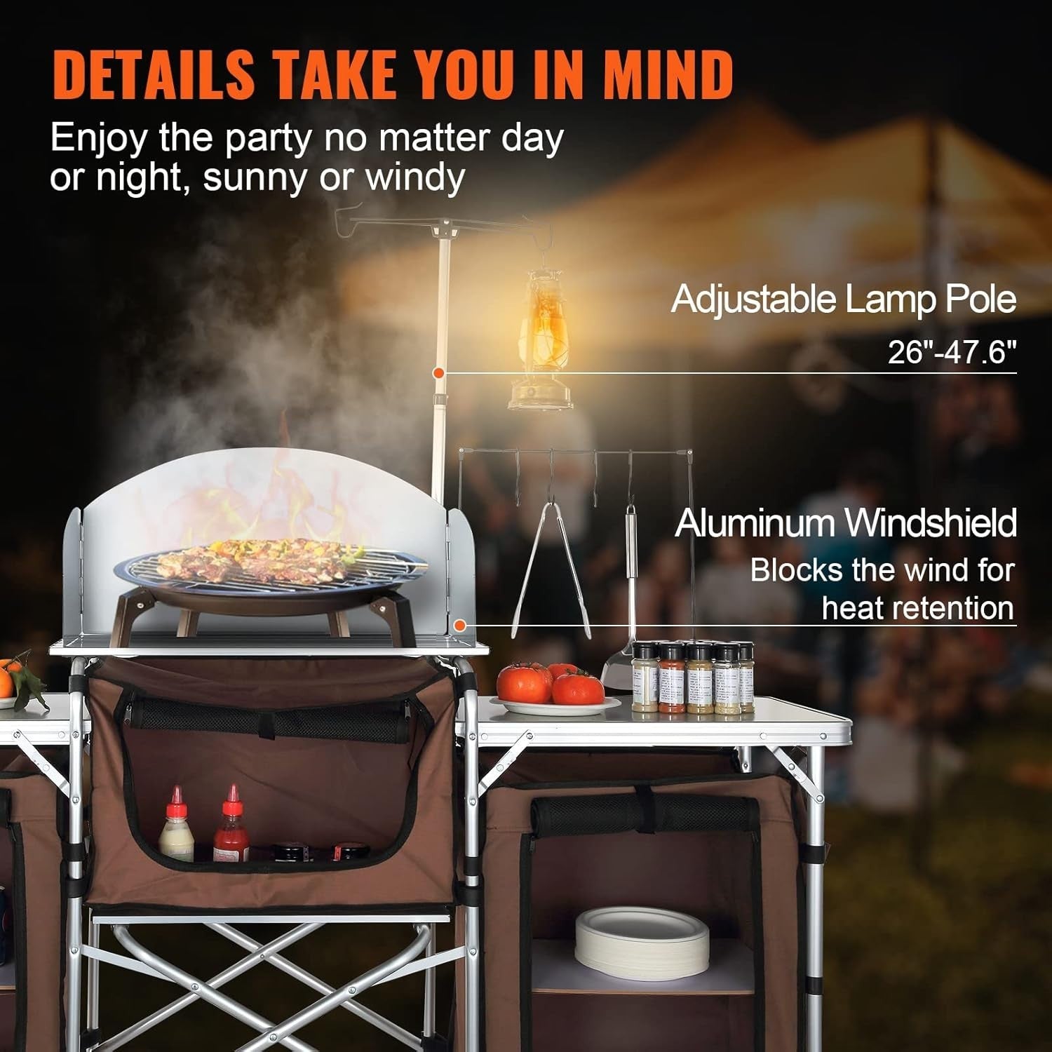 Folding Camping Kitchen Table Outdoor BBQ Cook Station Storage Bag