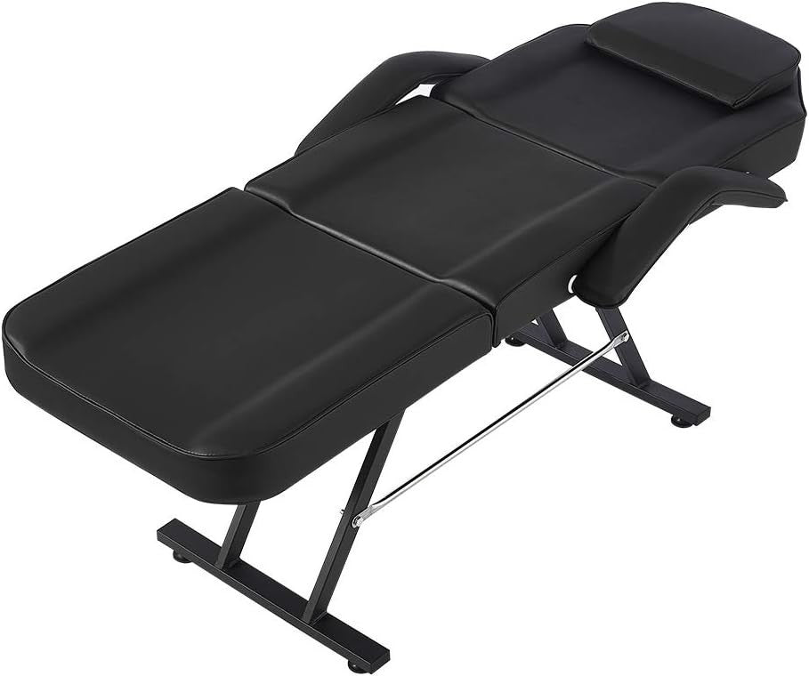 Reclining Beauty Bed Massage Table Adjustable Salon Spa Tattoo Chair Set Black