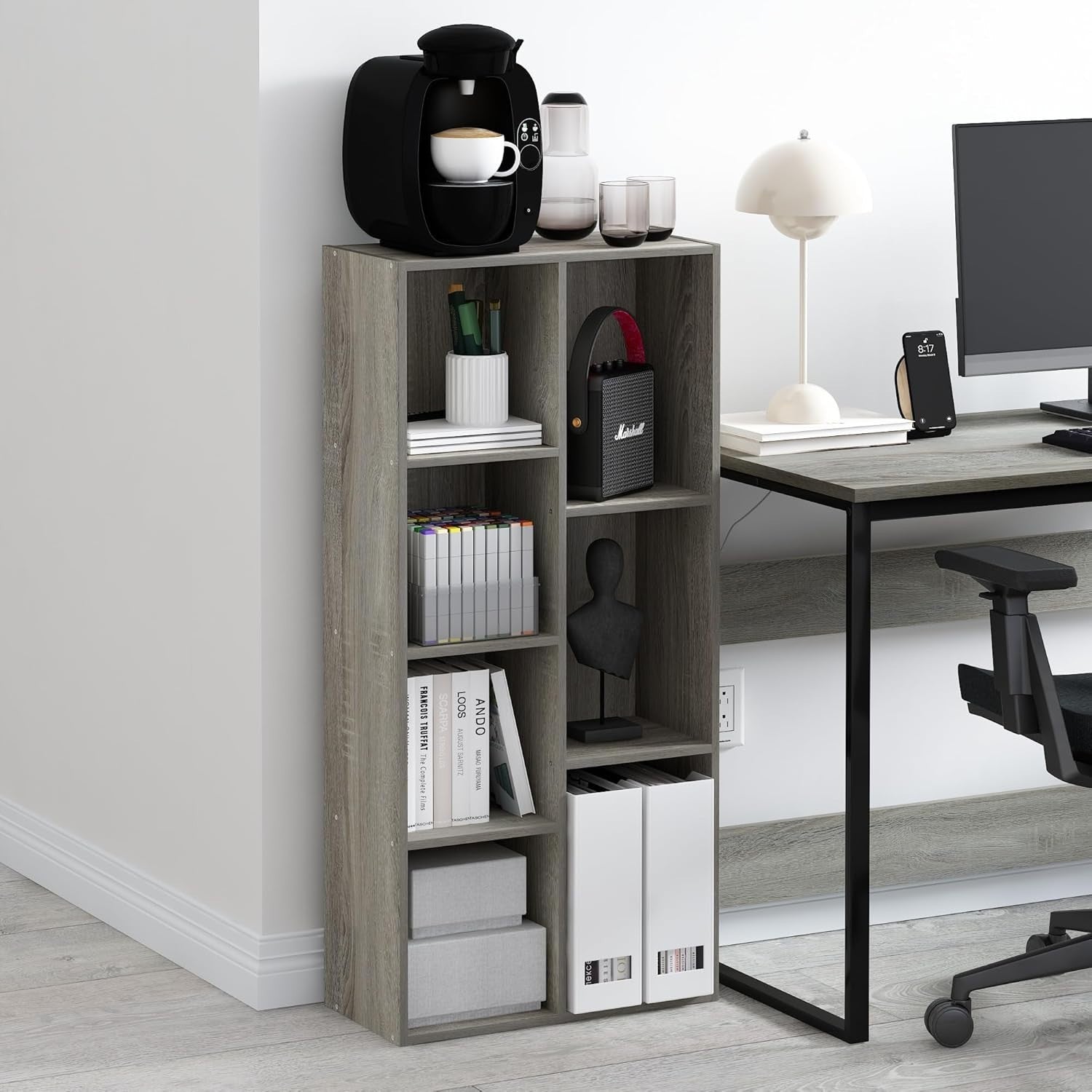 7 Cube Reversible Bookcase Storage Open Shelf Compact Design Organizer Oak