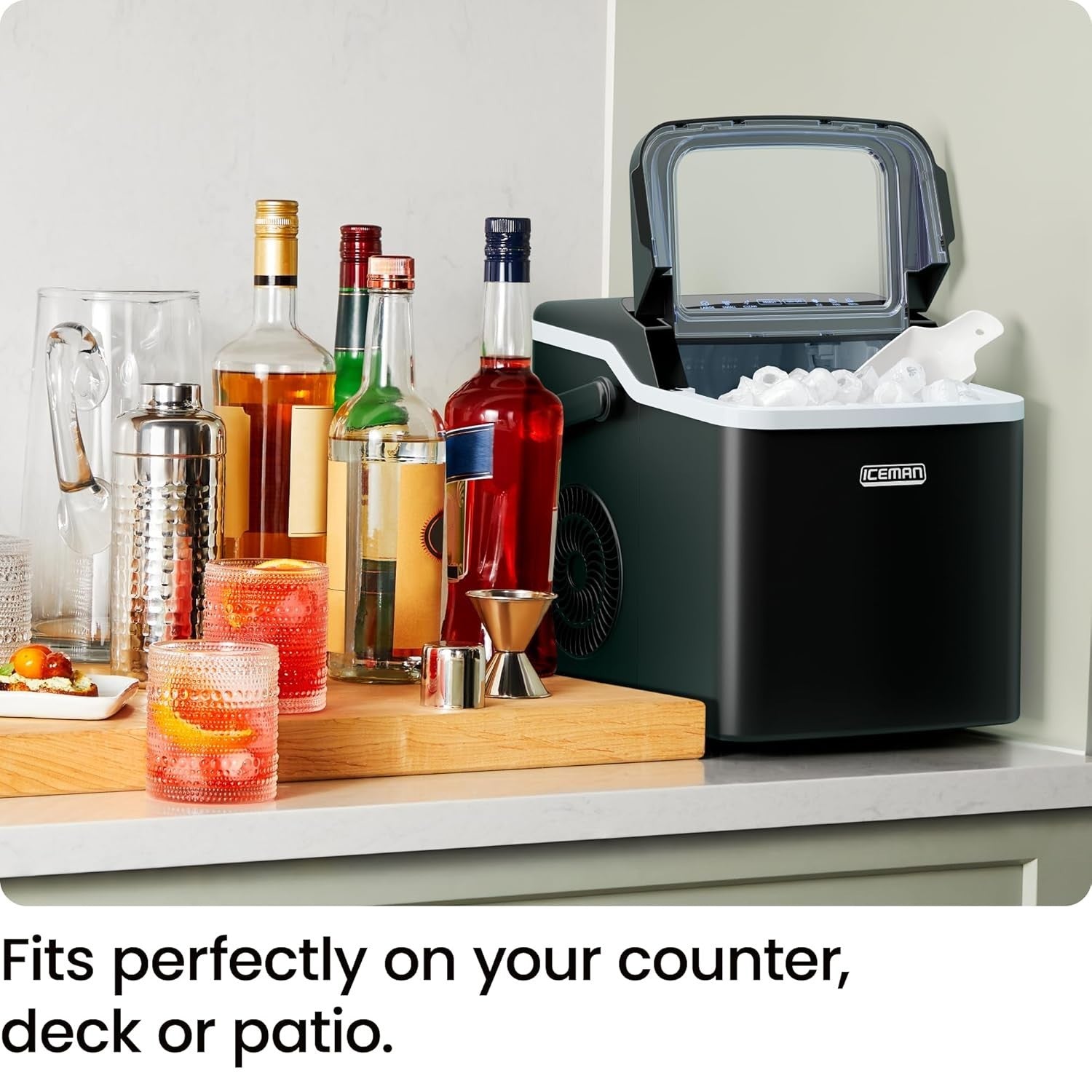 Fast Portable Ice Maker Machine - Dual Size Ice Cubes, Self-Clean, 9 Cubes/7min