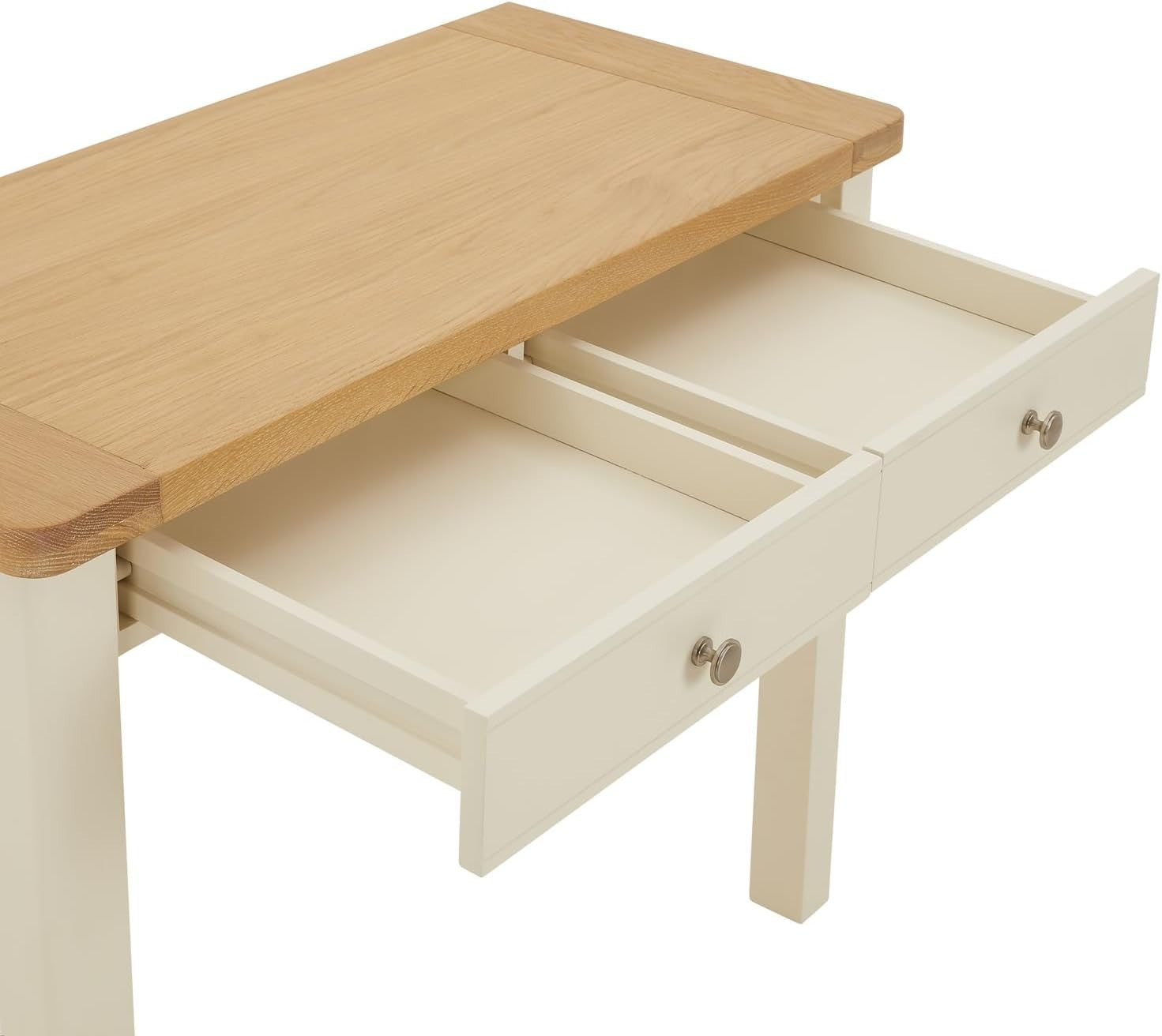 Cream Dressing Table Desk 2 Drawer Wood Storage Home Office Vanity Pedestal