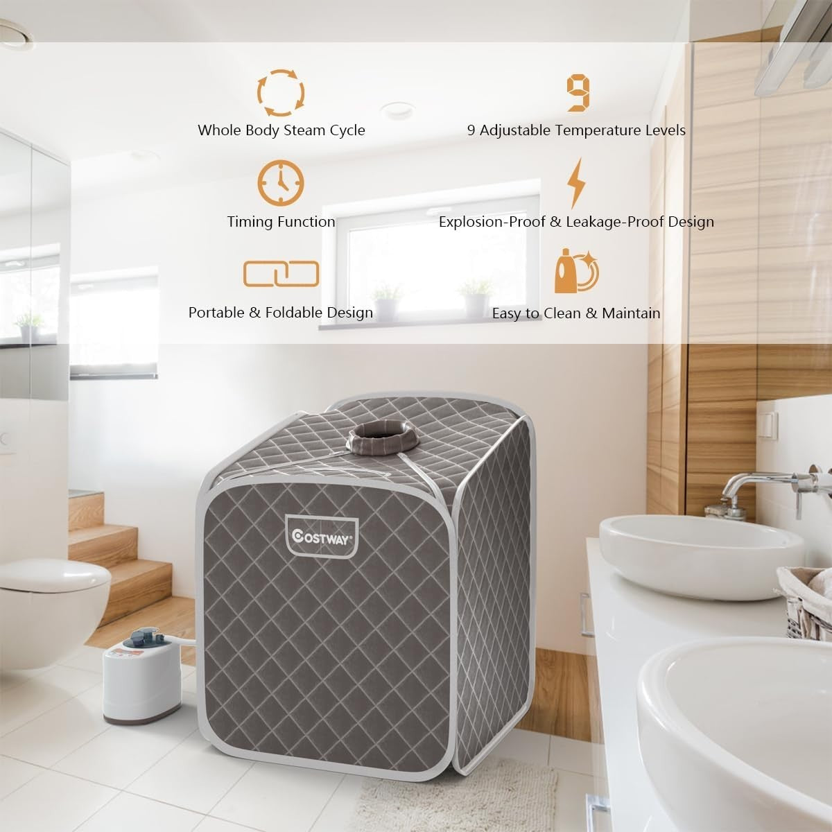 Portable Steam Sauna Tent – Full Body Spa w/ Chair, Foot Roller & Remote