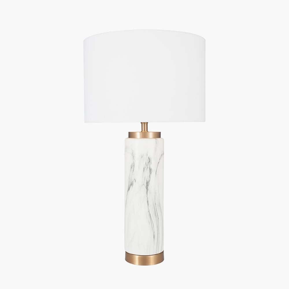 Modern White Marble Table Lamp Ceramic Base | Art Deco Bedroom & Living