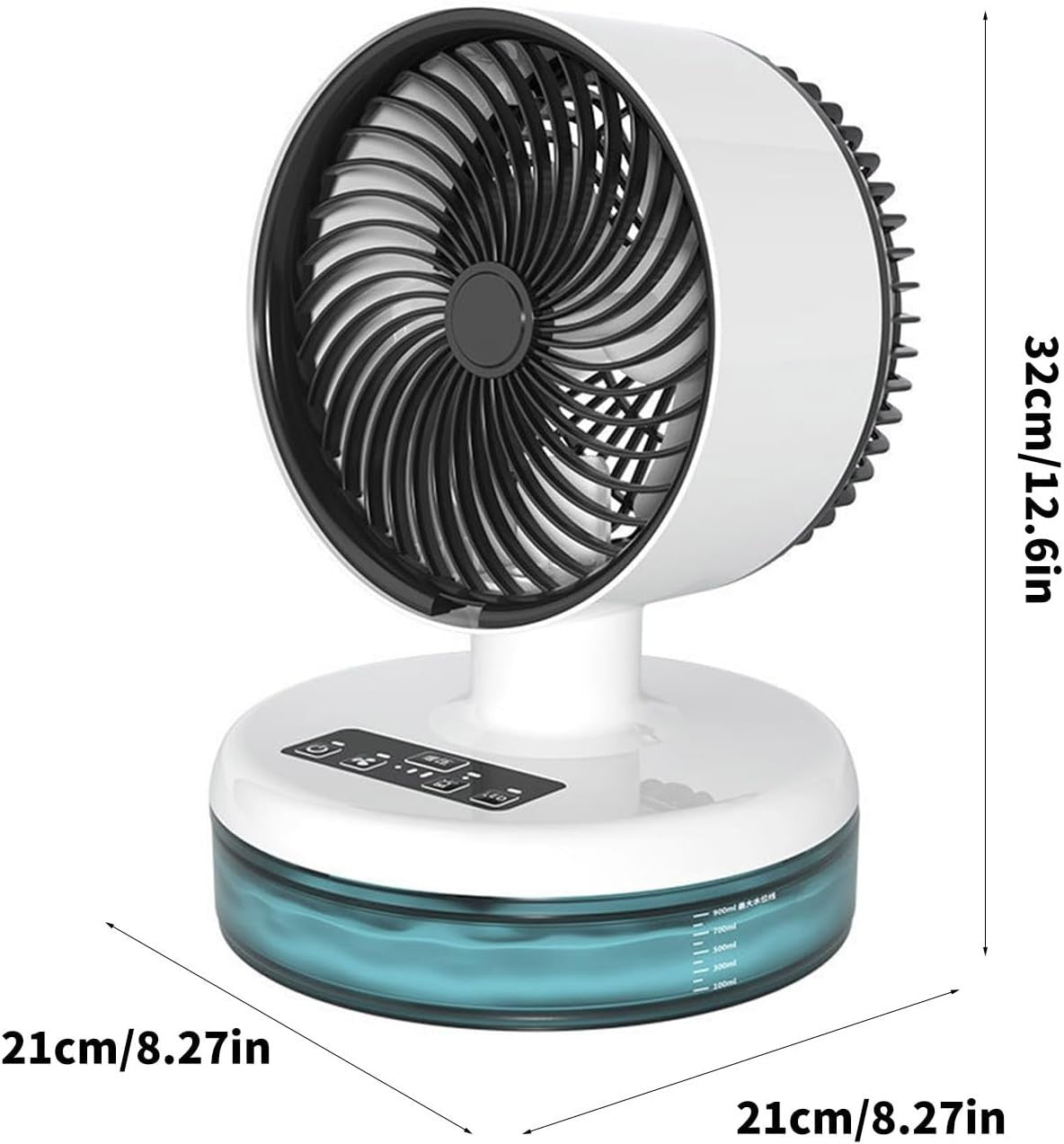 Portable Misting Fan – USB Small 900mL Water Tank 3 Speed LED Light Desk Cooler