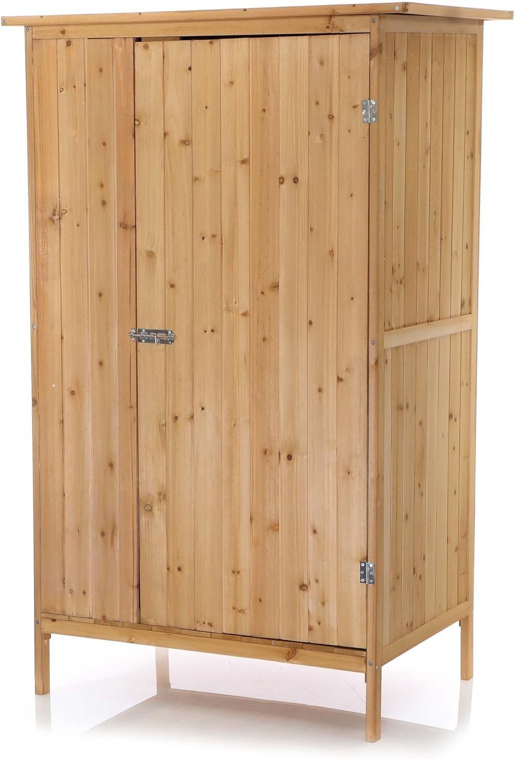 Wooden Outdoor Utility Shed 92x57x154cm Tool Storage Cabinet Natural