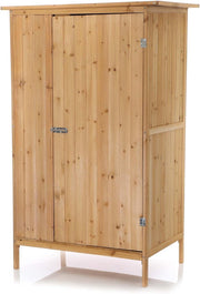 Wooden Outdoor Utility Shed 92x57x154cm Tool Storage Cabinet Natural