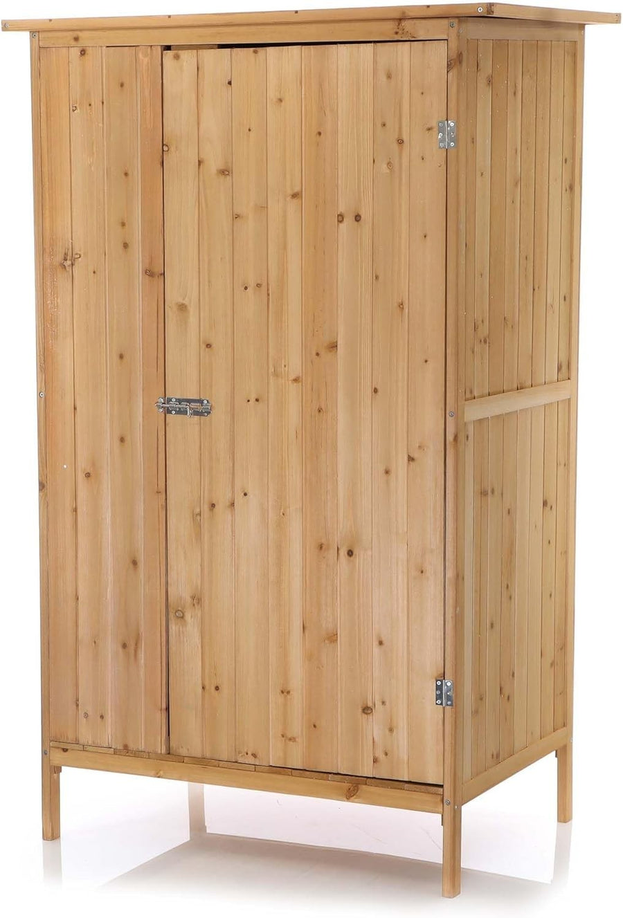 Wooden Outdoor Utility Shed 92x57x154cm Tool Storage Cabinet Natural
