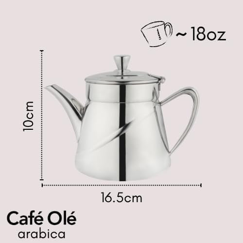 530ml Stainless Steel Teapot Silver Drip Free Tea Pot Cool Touch Handle