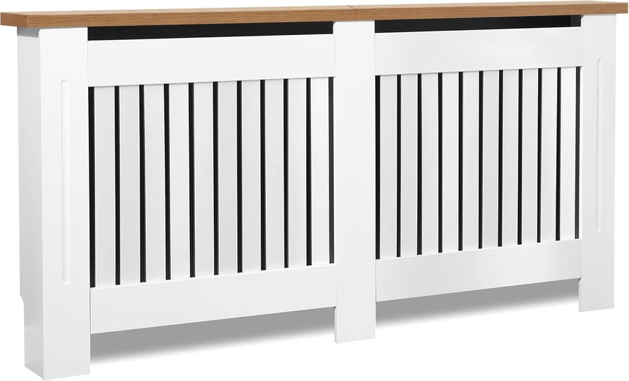 Extra Large White Radiator Cover | Vertical Slatted MDF Cabinet