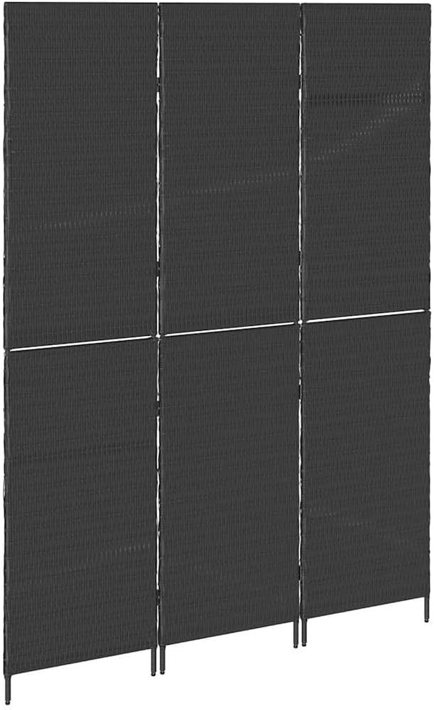 Black Poly Rattan Room Divider 5-Panel Folding Privacy Screen 146x180cm Indoor O
