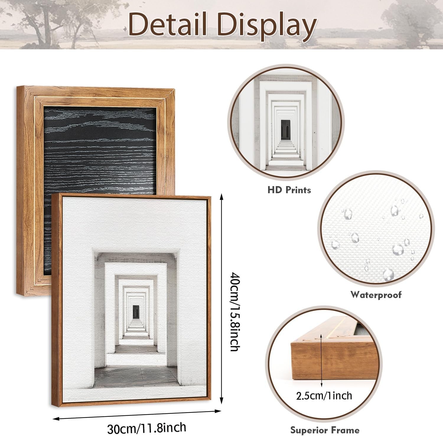 3 Panel Door Architecture Canvas Wall Art 30x40cm Framed Set