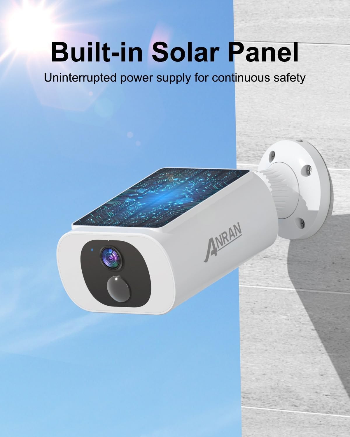 Wireless Solar Security Camera 2K Outdoor Color Night Vision PIR