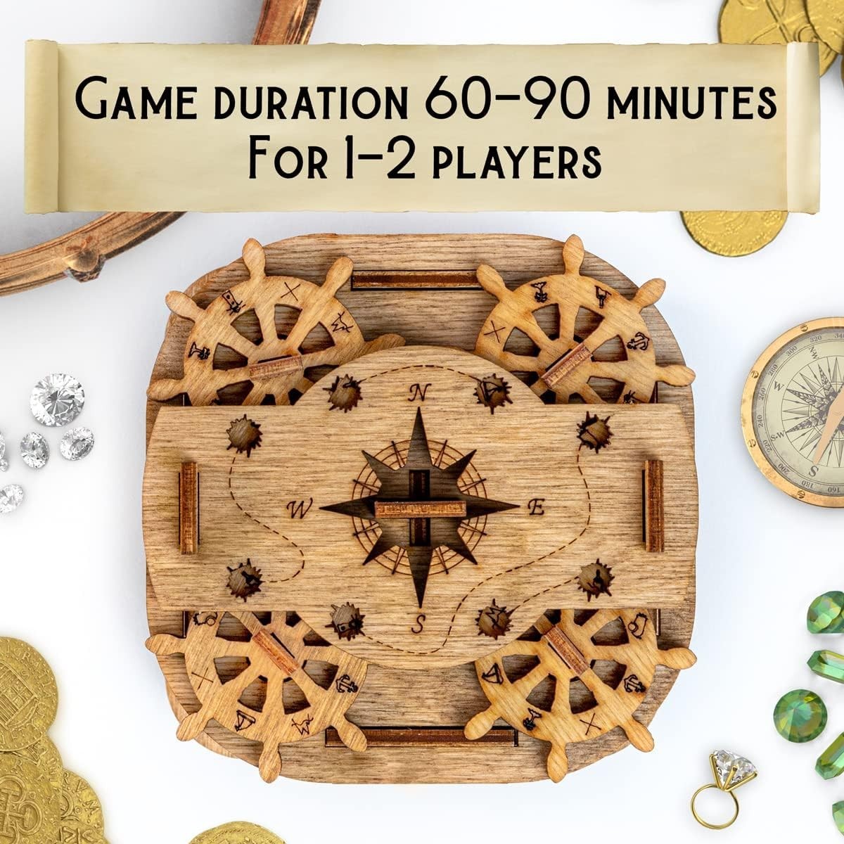 Pirate Escape Room Puzzle Box 3D Wooden Brain Teaser Secret Gift Box