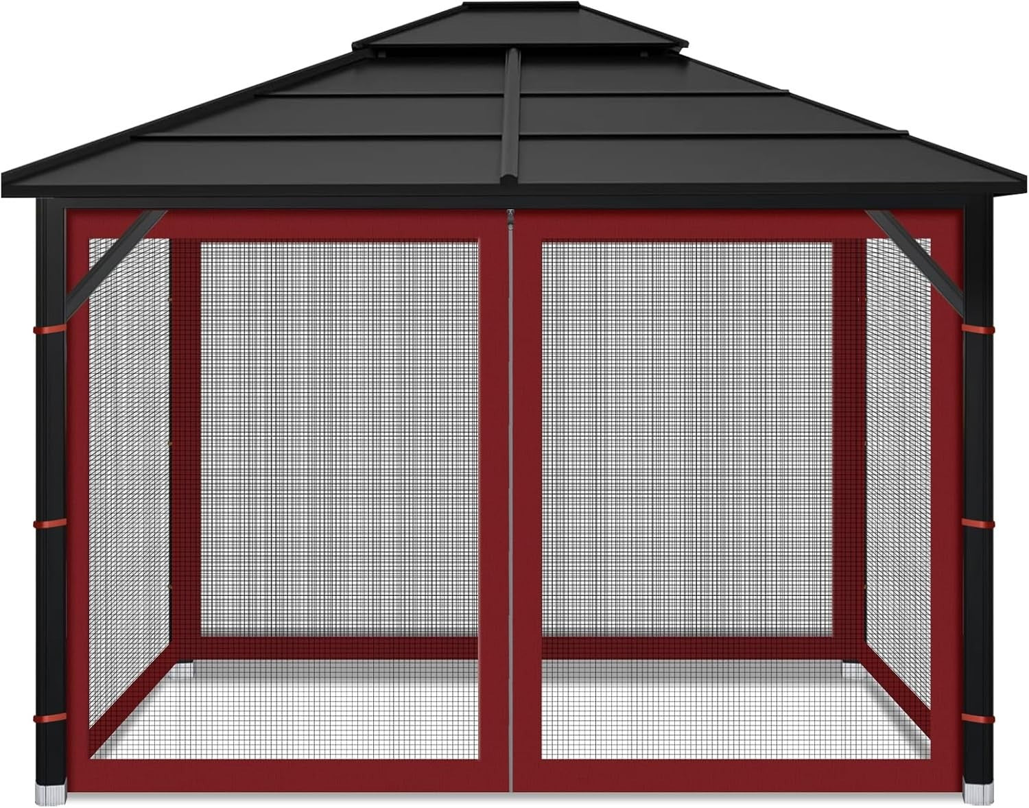 10x10ft Red Gazebo Mosquito Netting 4 Panels Zipper Sidewalls Outdoor