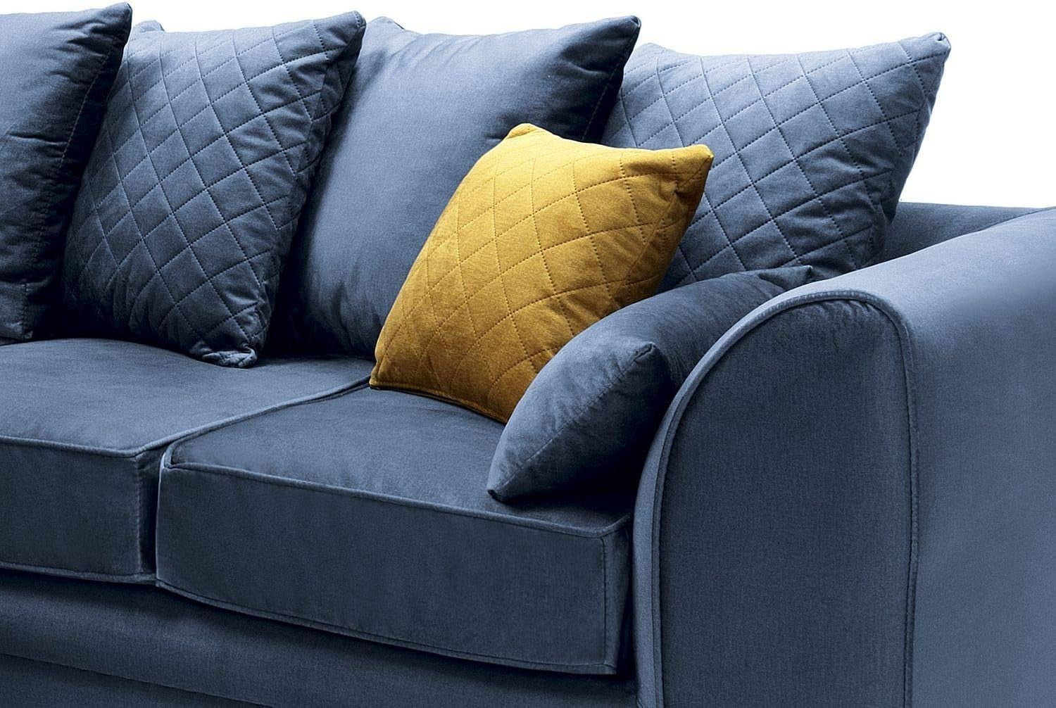 L-Shaped 3 Seater Corner Sofa Velvet Fabric Water-Repellent Dark Blue