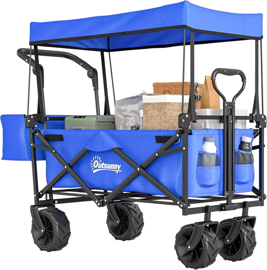 120L Folding Festival Trolley Cart Canopy All Terrain Wheels Garden