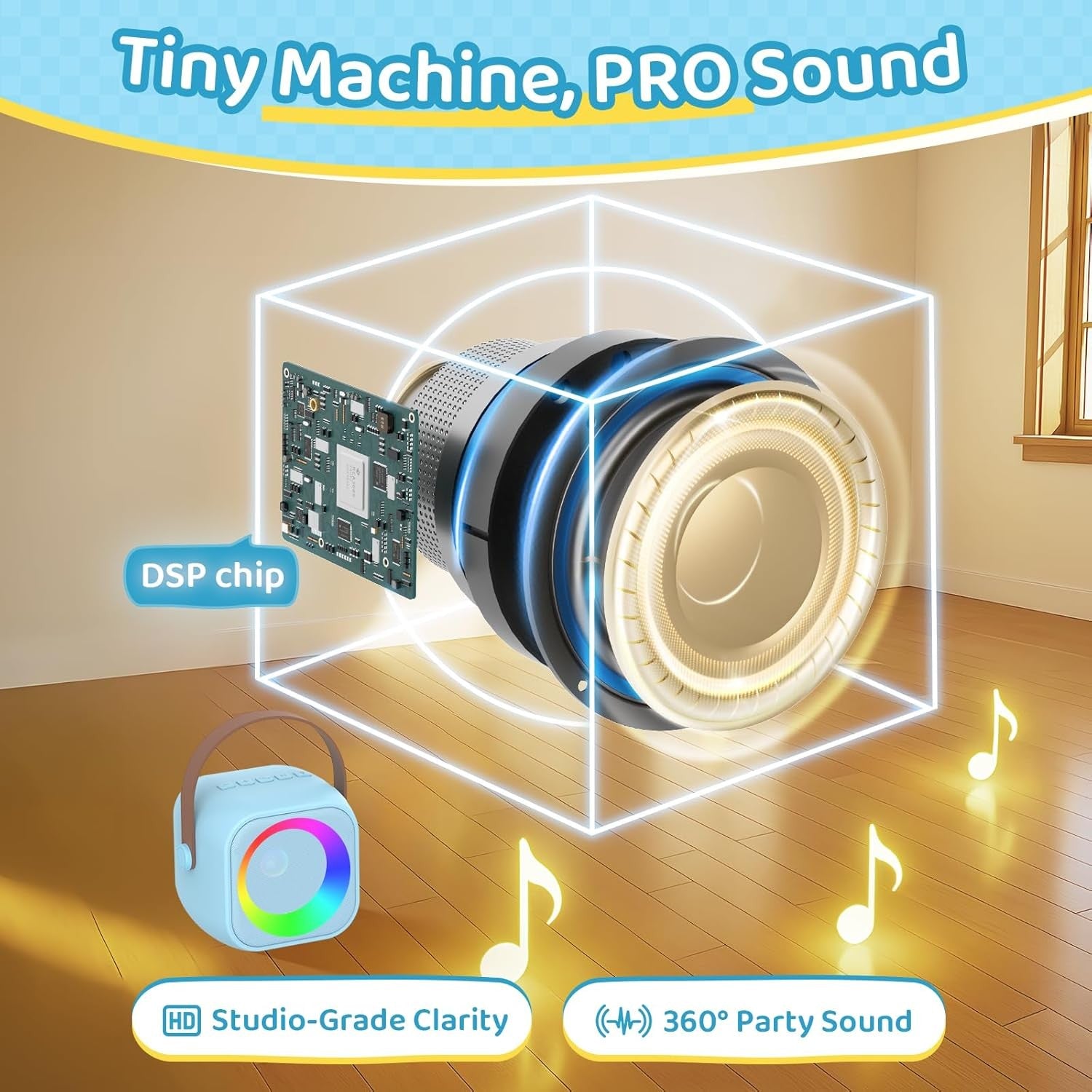 Kids Karaoke Machine with 2 Mics Lights Bluetooth Speaker