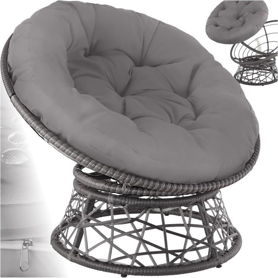 360° Swivel Rattan Garden Chair with Thick Cushion Patio Balcony Lounger