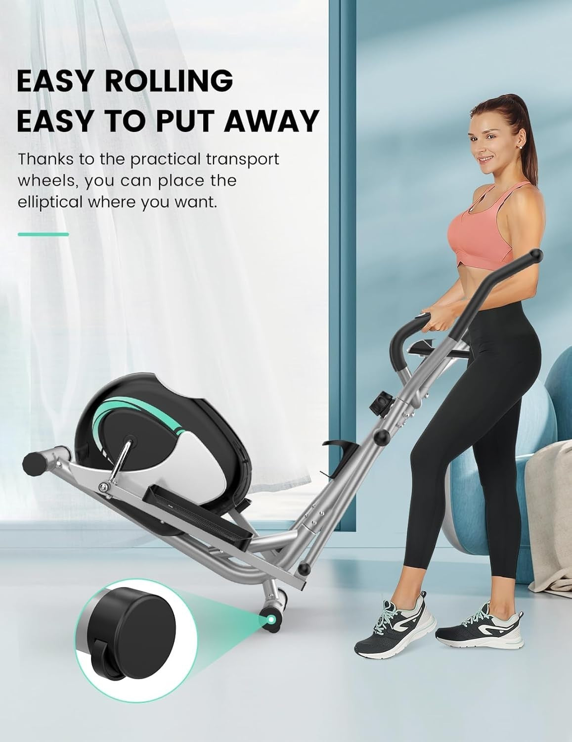 Quiet Elliptical Cross Trainer 8-Level Magnetic Resistance Home Gym