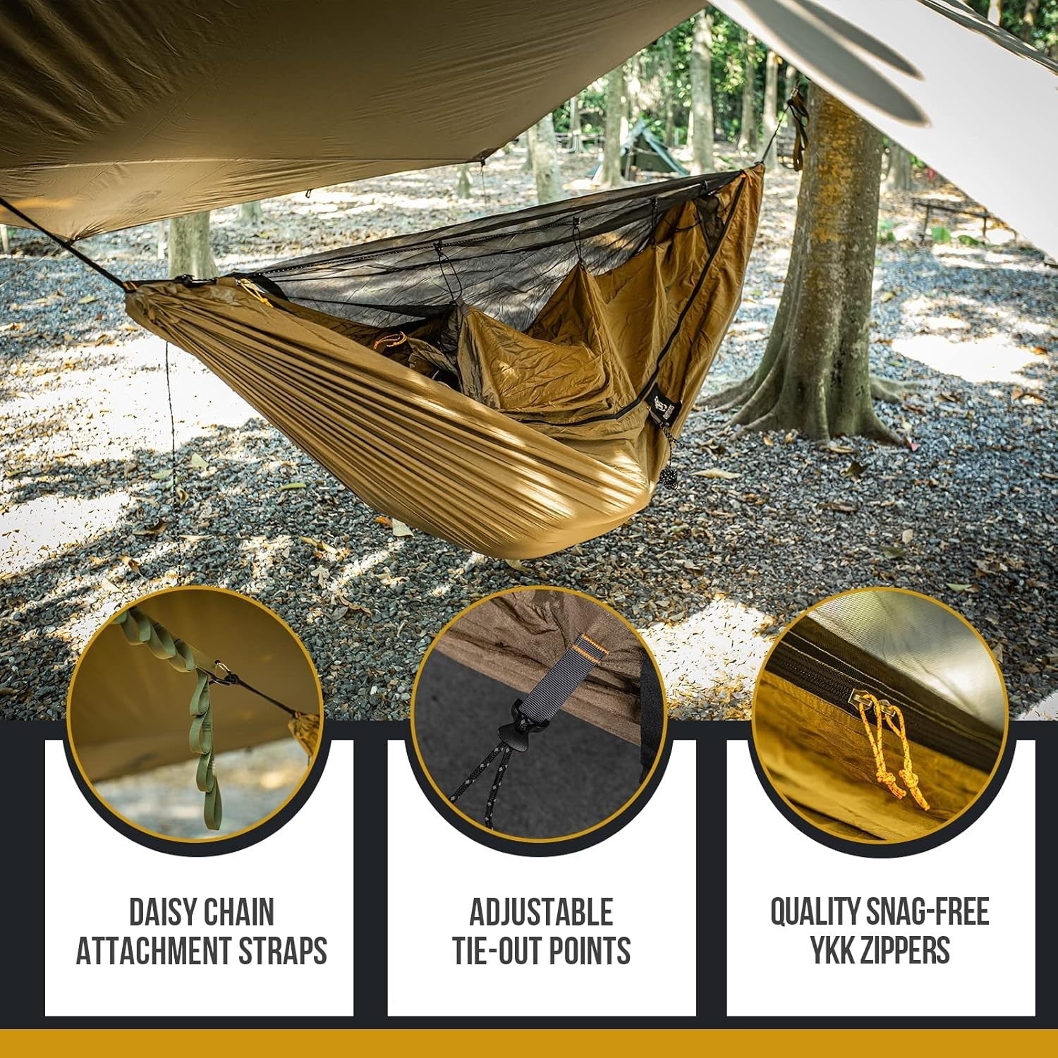 Camping Hammock with Mosquito Net & Warm Cover Portable 150kg Load
