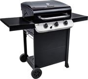 Outdoor Gas BBQ Grill 3 Burner with Side Tables, Cast Iron Grates, Patio Garden