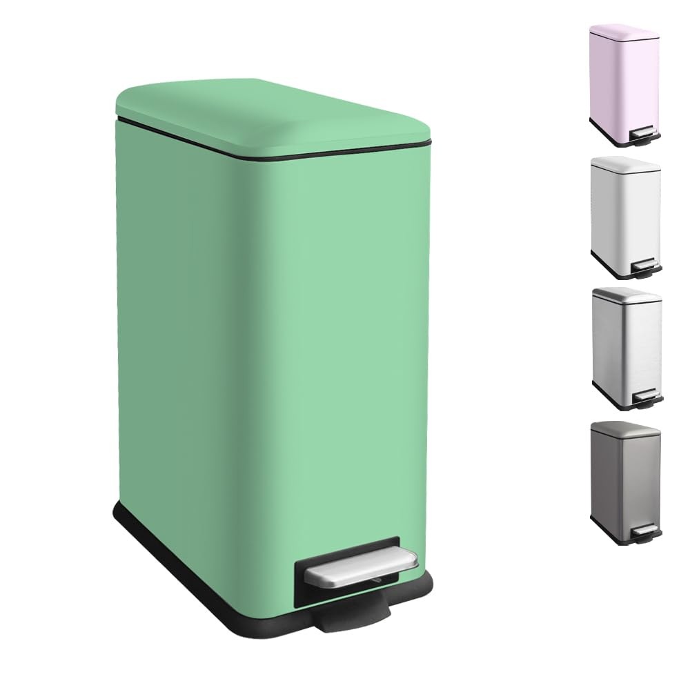 30L Kitchen Pedal Bin Soft Close Stainless Steel Green