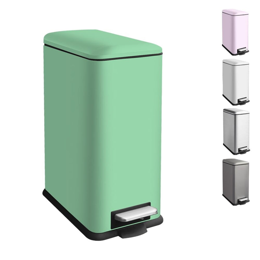 30L Kitchen Pedal Bin Soft Close Stainless Steel Green