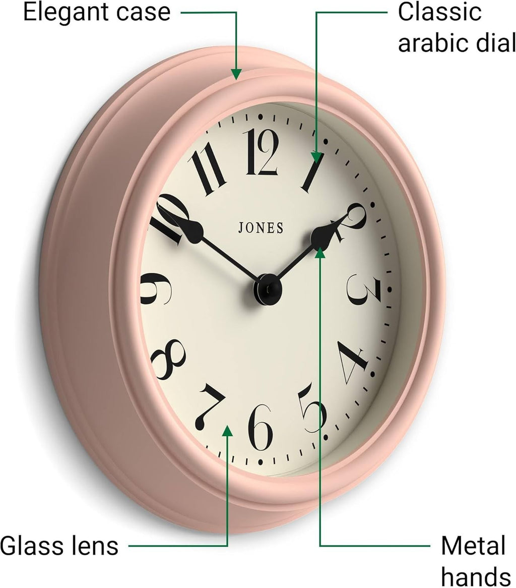 23cm Pink Wall Clock Modern Retro Design | Quiet Quartz Kitchen Bedroom Office