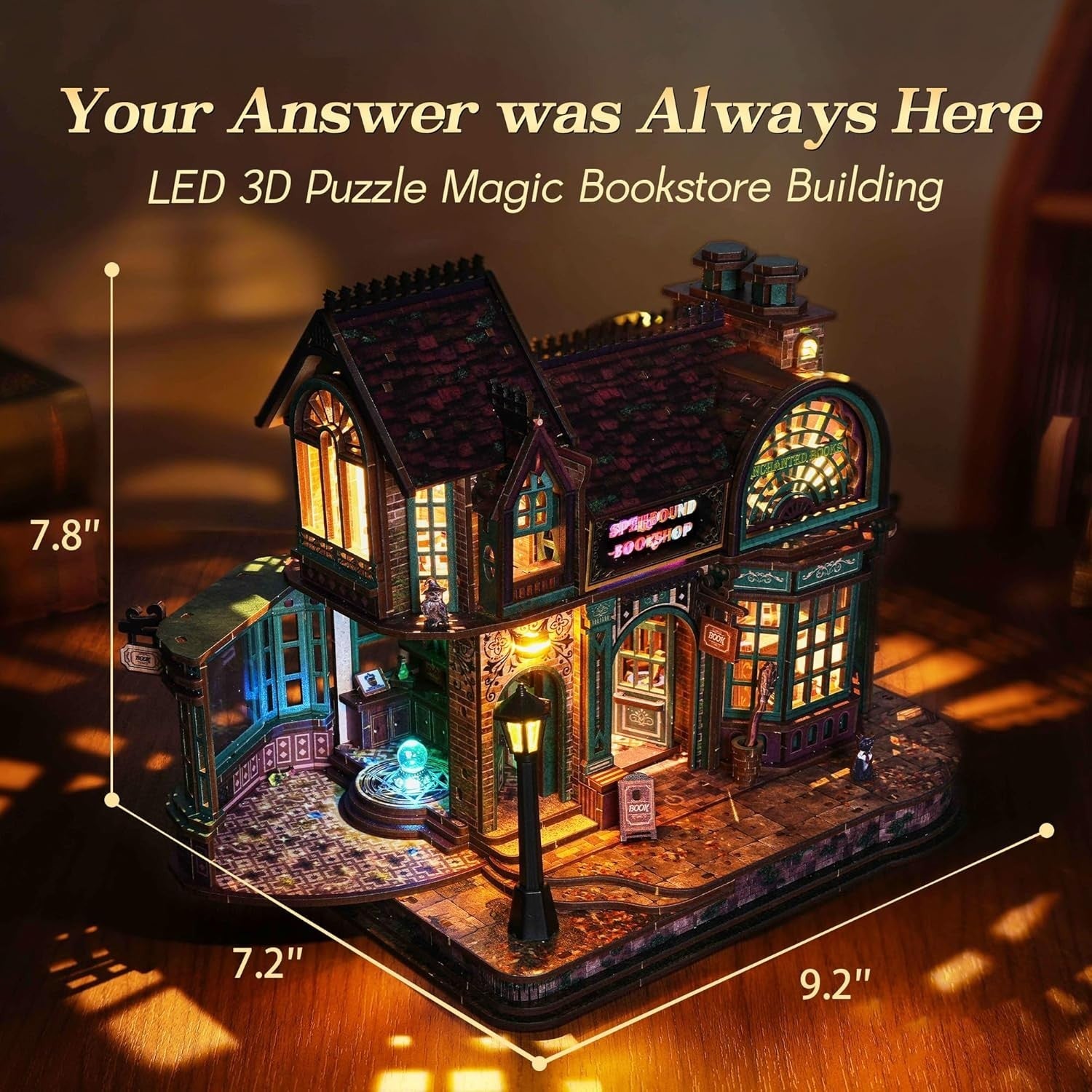LED Magic Bookstore Book Nook Kit 3D Wooden Puzzle Fantasy Decor