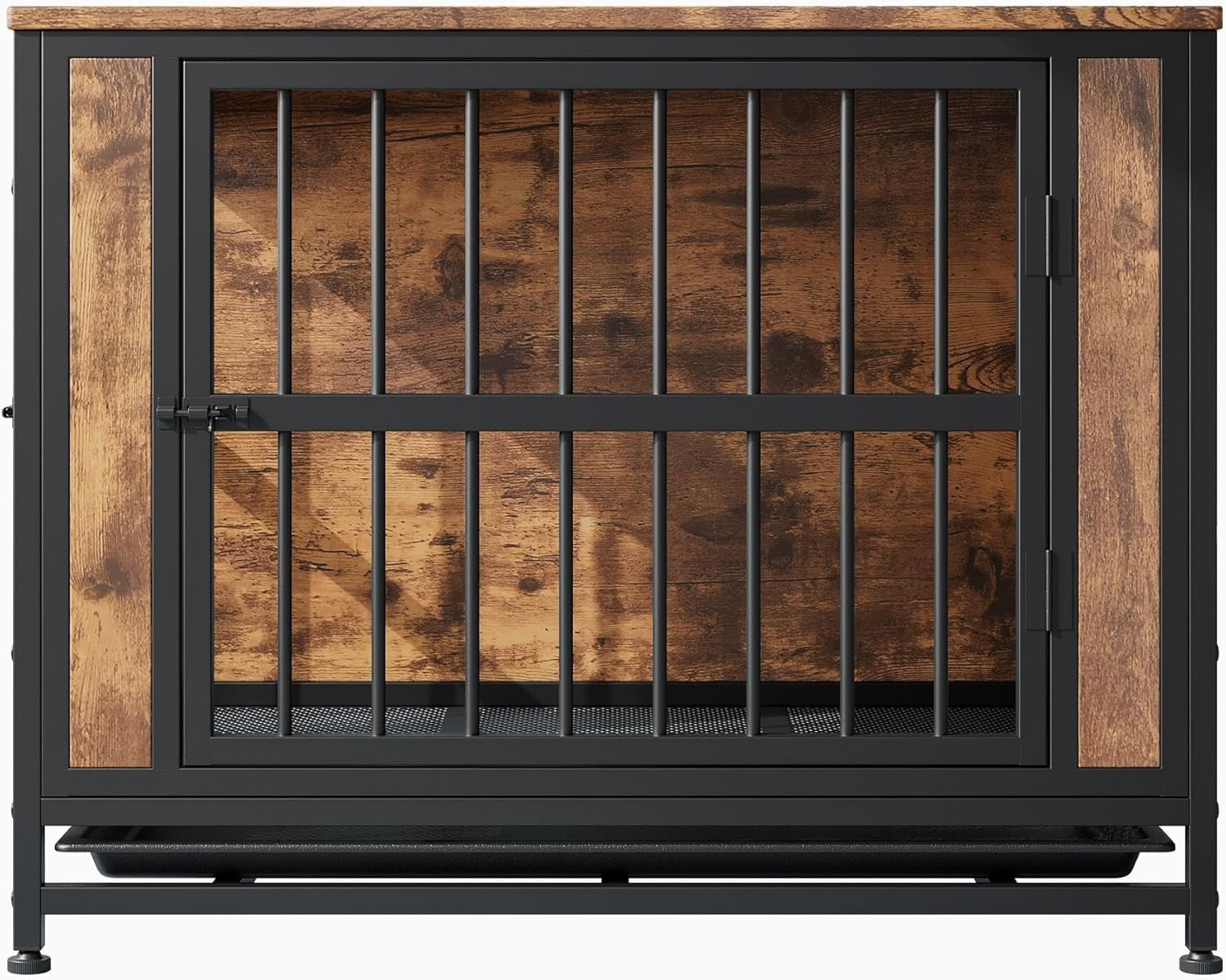 Heavy Duty Chew-Resistant Dog Crate Furniture with Double Doors & Tray