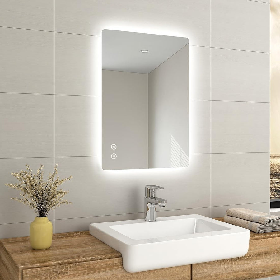 Bluetooth LED Bathroom Mirror with Anti-Fog, Speaker & Shaver Socket 50x70cm