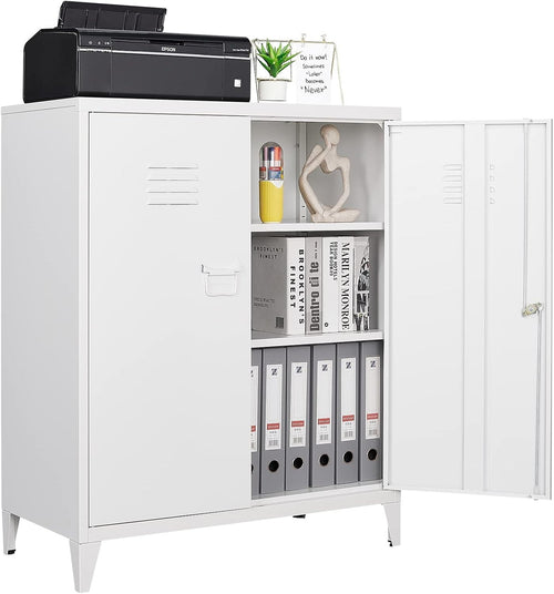 Lockable Metal Storage Cabinet with Adjustable Shelves & Secure Doors