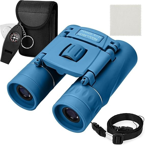 8x32 Fixed Focus HD Binoculars Kids Outdoor Bird Watching Sports Travel Blue