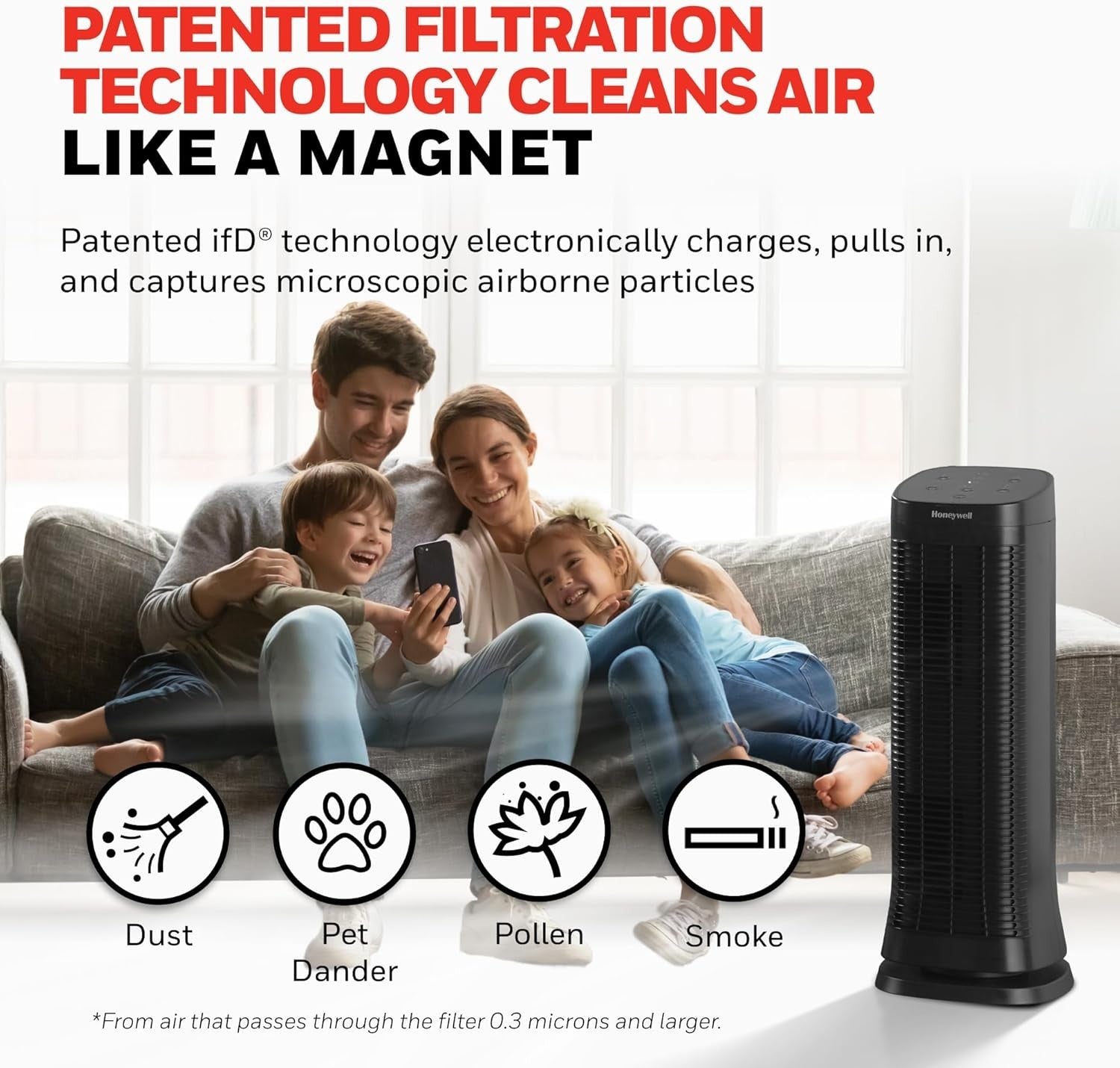Air Filter Odour Reducer Quiet Touch Control Home Allergy Fresh Air
