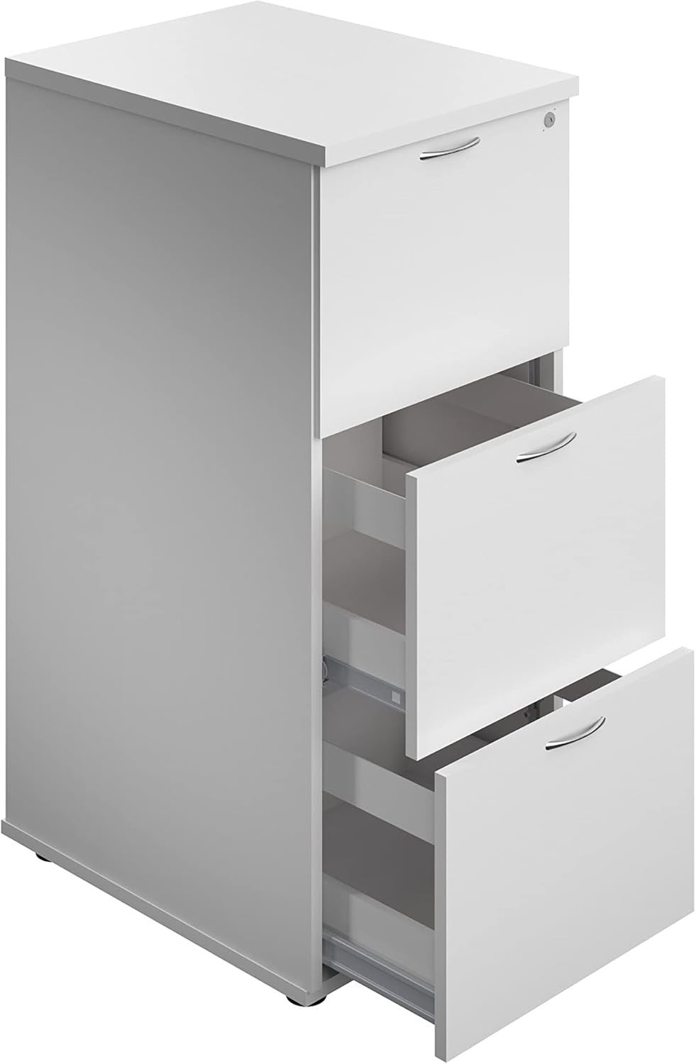White Filing Cabinet 3 Drawer Lockable 105cm Heavy Duty Office