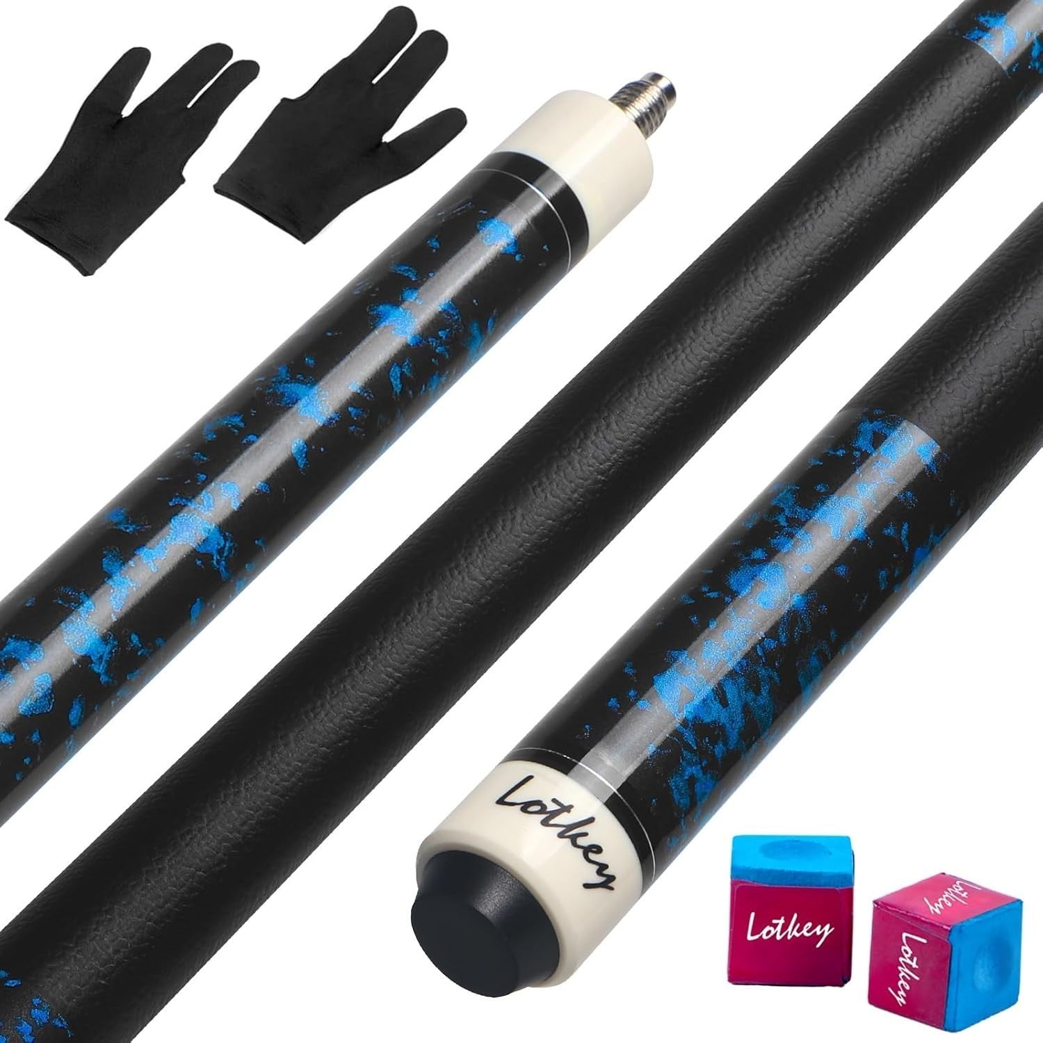 58in Maple Pool Cue 13mm Tip 18oz Linen Grip Set w Gloves Chalk