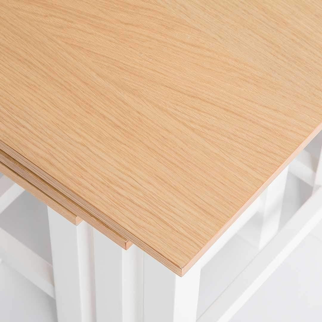 White Wood Nesting Coffee Tables Set of 3 Oak Top Contemporary Already Assembled
