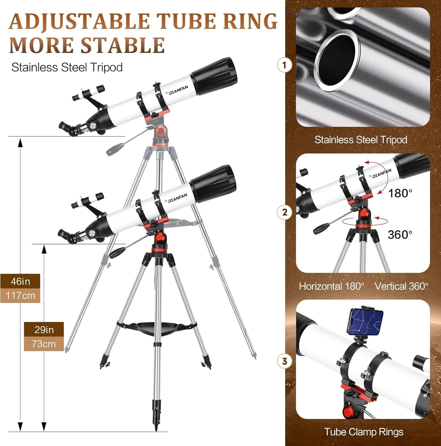 90mm Aperture 800mm Refractor Telescope for Adults & Beginners with Tripod