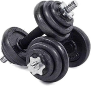 20kg Cast Iron Adjustable Dumbbell Set Non Slip Home Gym Strength Weights
