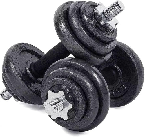 20kg Cast Iron Adjustable Dumbbell Set Non Slip Home Gym Strength Weights