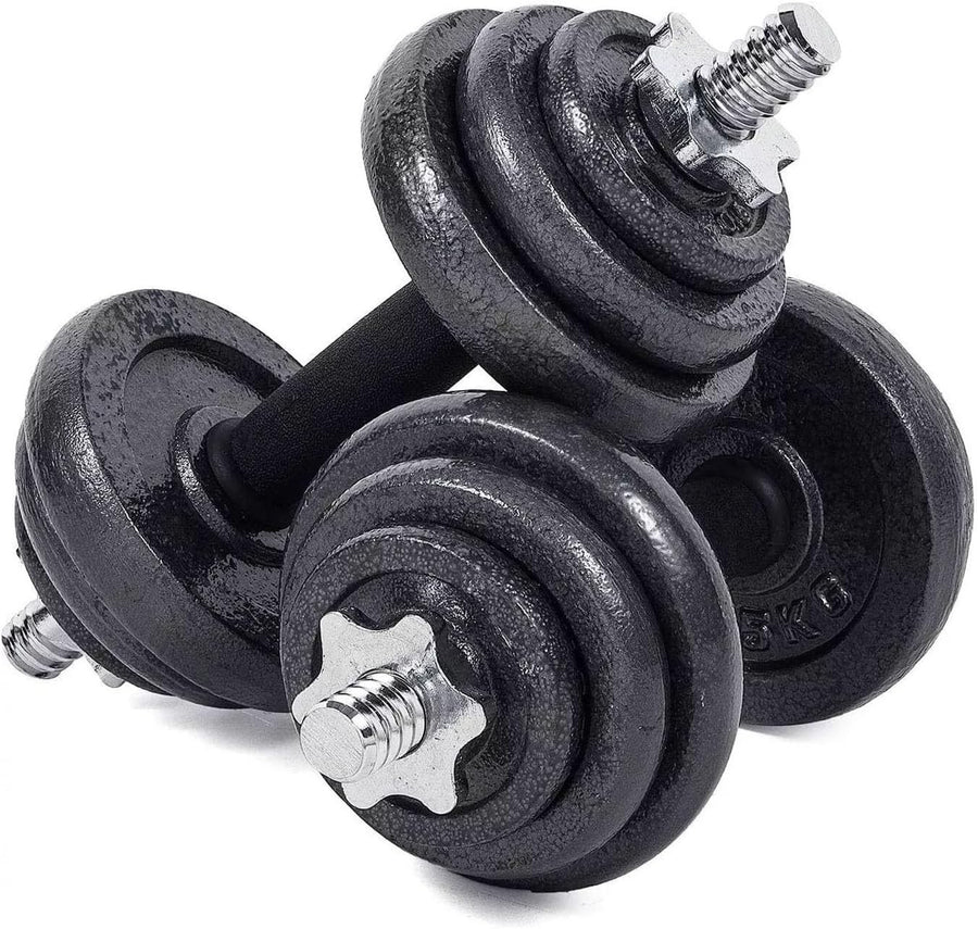 20kg Cast Iron Adjustable Dumbbell Set Non Slip Home Gym Strength Weights
