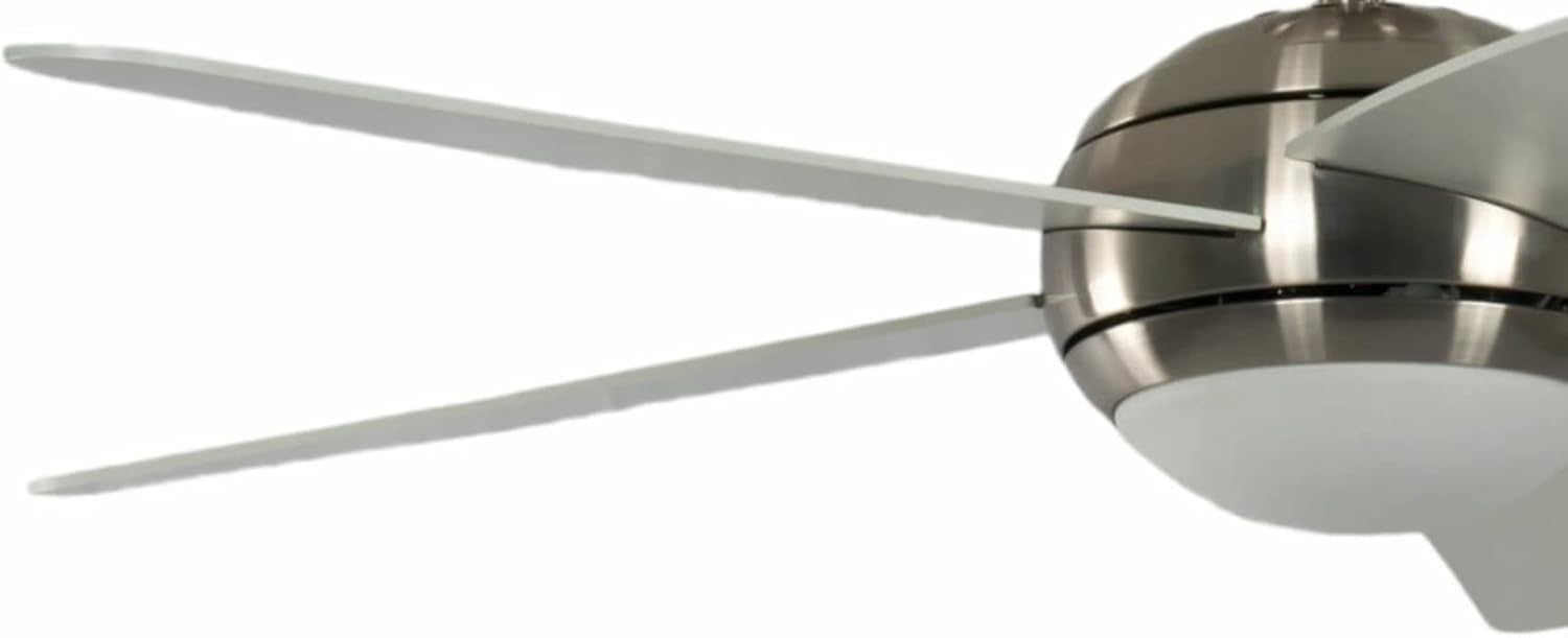 Pepeo Melton 52" Ceiling Fan with Light & Remote, Nickel, White Blades