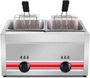 Commercial LPG Gas Deep Fryer Stainless Steel Countertop Adjustable Flame