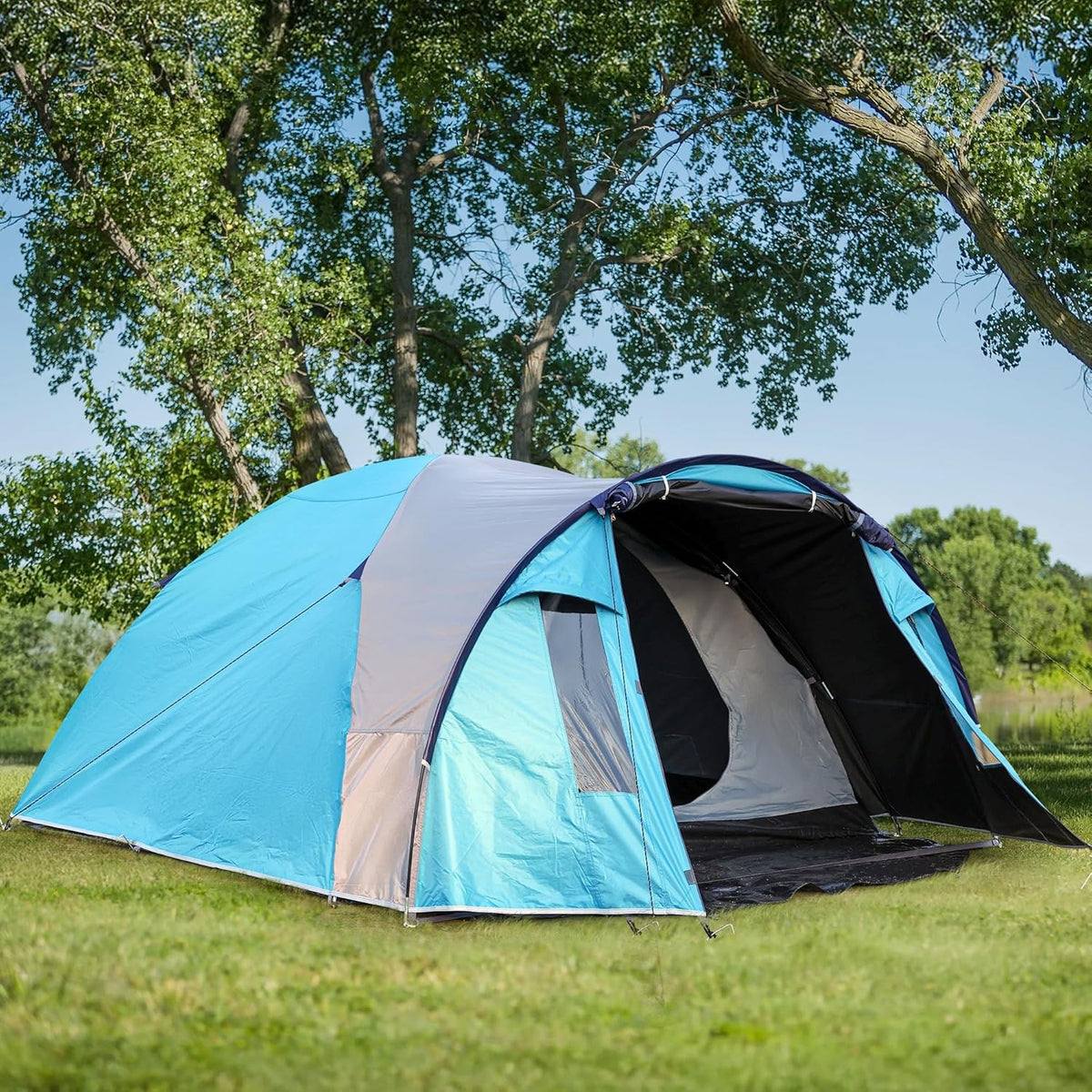 4 Person Dome Camping Tent Waterproof Lightweight Family Blue