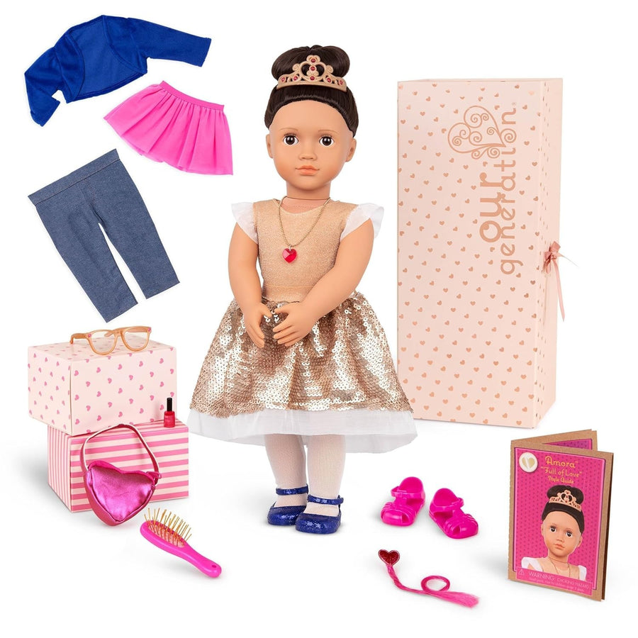 18-Inch Fashion Starter Doll Brown Hair Hazel Eyes 3 Outfits Gift Box