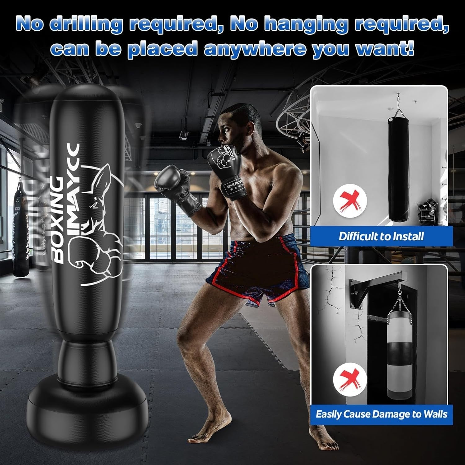 180cm Standing Punch Bag Kit Inflatable MMA Kickboxing Training