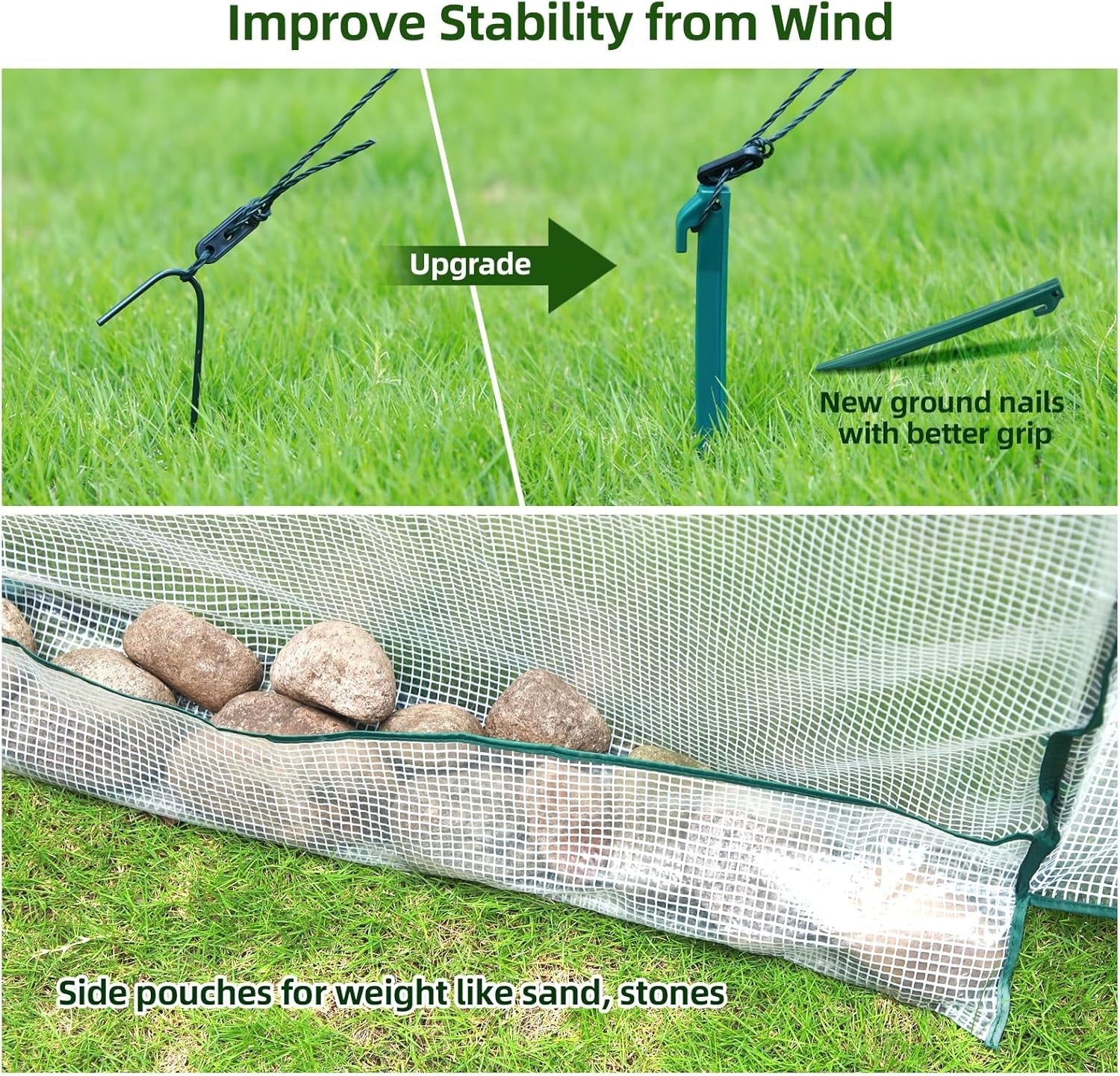 Portable Tunnel Greenhouse with Heavy Duty PE Cover & Mesh Windows 1.8x1.8x2m