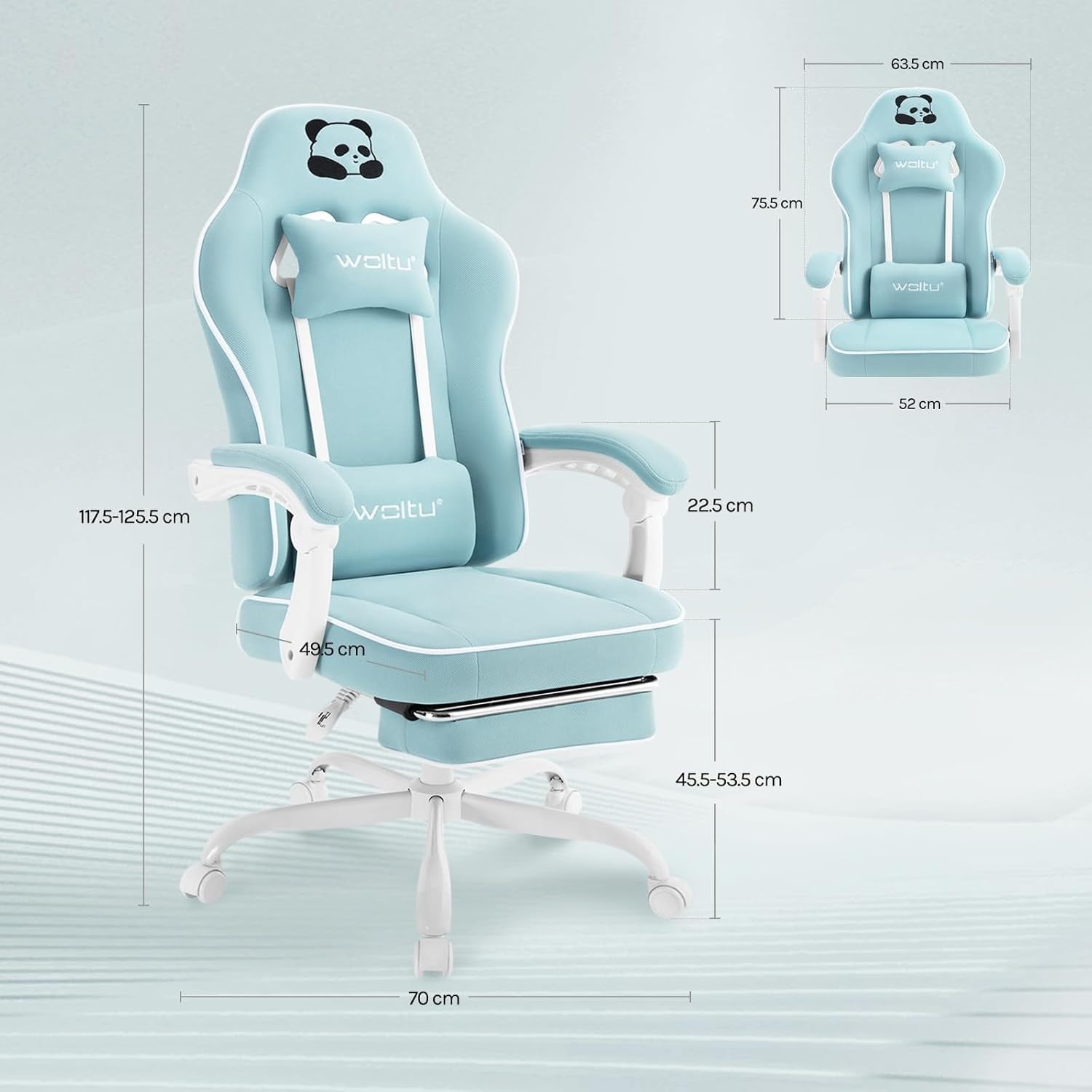 Gaming Chair w/ Pocket Spring Cushion Footrest 150kg Blue