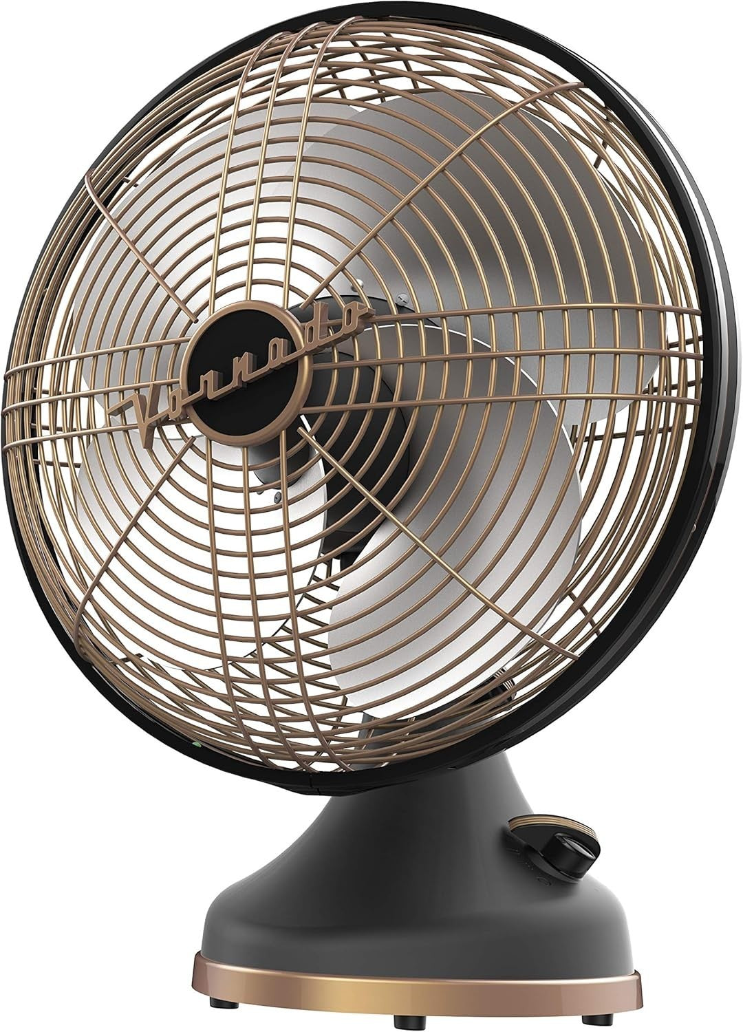 Retro Gunmetal Floor Fan – 360° Oscillating 3-Speed Adjustable Vintage Metal Fan