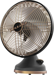 Retro Gunmetal Floor Fan – 360° Oscillating 3-Speed Adjustable Vintage Metal Fan
